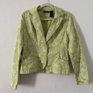 DKNY Jeans Y2K Jacquard Blazer Jacket in Chartreuse